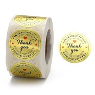 1.5 Inch Thank You Stickers, Self-Adhesive Kraft Paper Gift Tag Stickers, Adhesive Labels, Round, Gold, Flat Round: 38mm, 500pcs/roll(DIY-G021-12C)
