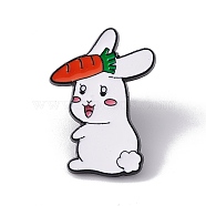 Easter Theme Rabbit Enamel Pin, Electrophoresis Black Alloy Animal Brooch for Backpack Clothes, Carrot Pattern, 30.5x21x2mm(JEWB-E018-02EB-03)