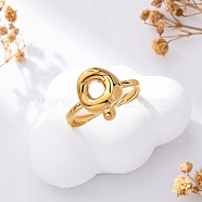 304 Stainless Steel Open Cuff Rings for Women, Letter, Real 18K Gold Plated, Letter Q, 13~14x7~15mm(RJEW-M060-01G-17)