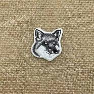 Fox Computerized Embroidery Cloth Iron on/Sew on Patches, Costume Accessories, Light Grey, 30x30mm(WG42384-04)