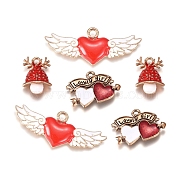 Alloy Enamel Pendant Sets, Double Heart with Arrow, Mushroom, Heart with Wing, for Christmas Day, Mixed Color, 18x24x2mm, Hole: 1.8mm(PALLOY-CJ0001-11)