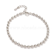 3MM Brass Ball Chain Bracelets for Women, Platinum, 6-3/8 inch(16.3cm)(BJEW-G703-07P)