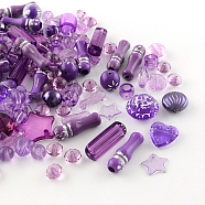 Acrylic Beads, Mixed Shapes, Purple, 5.5~28x6~20x3~11mm, Hole: 1~5mm(X1-SACR-S756-01)
