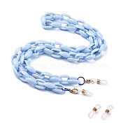 Eyeglasses Chains, Neck Strap for Eyeglasses, with Acrylic Cable Chains, Alloy Lobster Claw Clasps and Rubber Loop Ends, Sky Blue, 27.9 inch(71cm)(AJEW-EH00076-01)