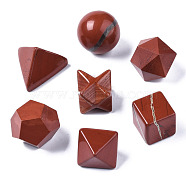 Natural Red Jasper Beads, No Hole/Undrilled, Chakra Style, for Wire Wrapped Pendant Making, 3D Shape, Round & Cube & Triangle & Merkaba Star & Bicone & Octagon & Polygon, 13.5~21x13.5~22x13.5~20mm(G-Q999-003)
