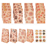 12Pcs 4 Styles Thanksgiving Day Rectangle Kraft Paper Candy Storage Pouches Gift Shopping Bags, Autumn Harvest Vegetable Leaf Bag with Stickers, Wheat, Finished Product: 12x7.8x22.3cm, Fold: 22.3x12x0.2cm, 3pcs/style(CARB-WH0019-01)