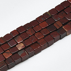 Natural Red Rainbow Jasper Beads Strands, Cube, 6~6.5x6~6.5x6~6.5mm, Hole: 1mm, about 65pcs/strand, 16.1 inch(X-G-S357-G02)