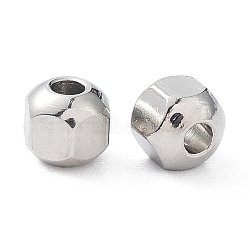 201 Stainless Steel Beads, Hexagon, Stainless Steel Color, 4x4.5x3.5mm, Hole: 1.5mm(STAS-P327-07P)