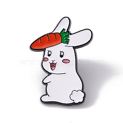 Easter Theme Rabbit Enamel Pin, Electrophoresis Black Alloy Animal Brooch for Backpack Clothes, Carrot Pattern, 30.5x21x2mm(JEWB-E018-02EB-03)