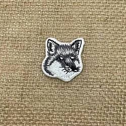 Fox Computerized Embroidery Cloth Iron on/Sew on Patches, Costume Accessories, Light Grey, 30x30mm(WG42384-04)