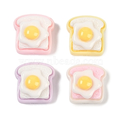 Macaron Color Egg Theme Opaque Resin Decoden Cabochons, Imitation Food, Mixed Color, Toast, 12x12x7.5mm(CRES-M036-10F)