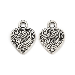 Tibetan Style Alloy Pendants, Cadmium Free & Lead Free, Heart Charms, Antique Silver, 16x12x1mm, Hole: 2.5mm, about 1250pcs/1000g(FIND-M047-23AS)