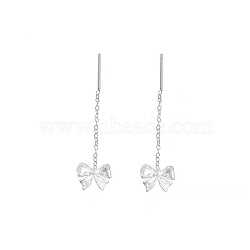 Sterling Silver Bowknot Ear Thread Earrings for Women, Elegant and Unique(EK1802)