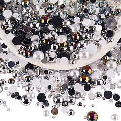 60g Resin patch multi size mixed pearl patch DIY jewelry accessories(2 bags), Silver, 9.8mm(JX586N)