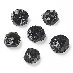 Rough Raw Natural Black Obsidian Beads, for Tumbling, Decoration, Polishing, Wire Wrapping, Wicca & Reiki Crystal Healing, No Hole/Undrilled, Flat Round, 18~21x6.5~10mm(G-H254-14B)
