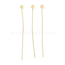 Brass Ball Head Pins, for Jewelry Making, Real 18K Gold Plated, 29.5x0.4mm, Head: 1.9mm(KK-N254-49D-G)