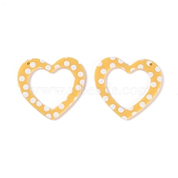 Opaque Printed Acrylic Pendants, Heart, Gold, 36x39x2~3mm, Hole: 1.5mm(X-MACR-N011-008-C04)