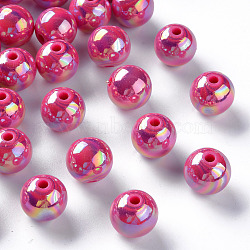 Opaque Acrylic Beads, AB Color Plated, Round, Camellia, 12x11mm, Hole: 2.5mm(X-MACR-S370-D12mm-A13)