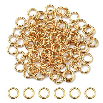 304 Stainless Steel Jump Rings, Open Jump Rings, Round Ring, Metal Connectors for DIY Jewelry Crafting and Keychain Accessories, Real 18K Gold Plated, 21 Gauge, 4x0.7mm, Inner Diameter: 2.6mm