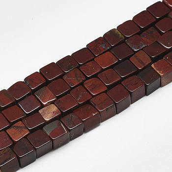 Natural Red Rainbow Jasper Beads Strands, Cube, 6~6.5x6~6.5x6~6.5mm, Hole: 1mm, about 65pcs/strand, 16.1 inch