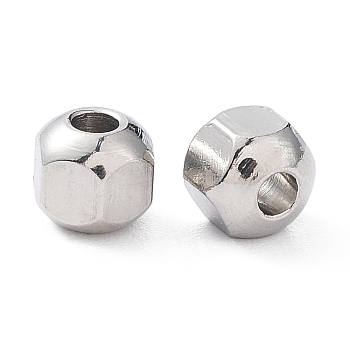 201 Stainless Steel Beads, Hexagon, Stainless Steel Color, 4x4.5x3.5mm, Hole: 1.5mm
