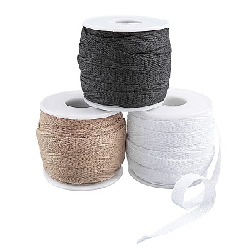 Cotton Twill Tape Ribbons, Herringbone Ribbons, for Sewing Craft, Mixed Color, 3/8 inch(10mm), 3colors/set