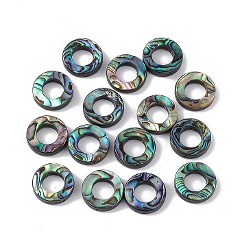 Natural Abalone Shell/Paua Shell Beads, Ring, Colorful, 15.3x3.5mm, Hole: 0.9mm, Inner diameter: 8mm
