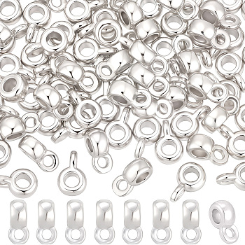 80Pcs Brass Tube Bails, Loop Bails, Cadmium Free & Lead Free, Barrel, Silver, 6x3.8x3mm, Hole: 1.2mm