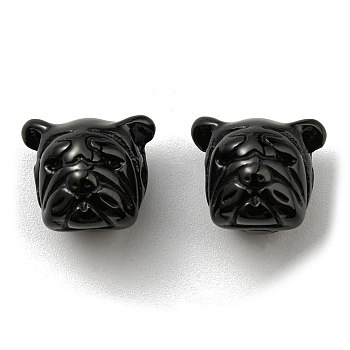 Ion Plating(IP) 304 Stainless Steel Puppy Beads, Pug, Electrophoresis Black, 12x13x10mm, Hole: 2mm