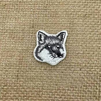 Fox Computerized Embroidery Cloth Iron on/Sew on Patches, Costume Accessories, Light Grey, 30x30mm