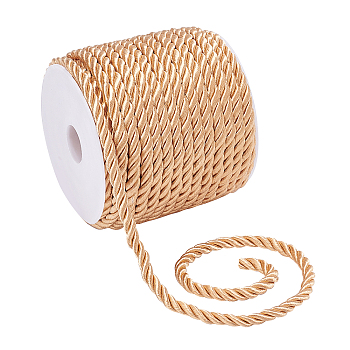 ELITE 3-Ply Polyester Braided Cord, Twisted Rope, for DIY Cord Jewelry Findings, Goldenrod, 5mm, about 18m/roll