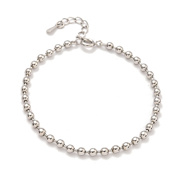 3MM Brass Ball Chain Bracelets for Women, Platinum, 6-3/8 inch(16.3cm)