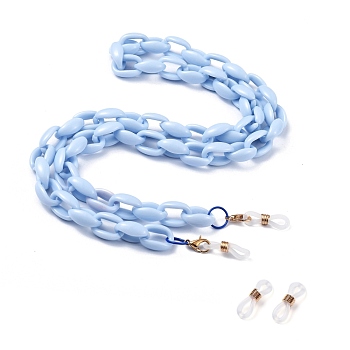 Eyeglasses Chains, Neck Strap for Eyeglasses, with Acrylic Cable Chains, Alloy Lobster Claw Clasps and Rubber Loop Ends, Sky Blue, 27.9 inch(71cm)
