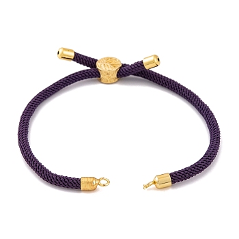 Nylon Cords Bracelet Makings Fit for Connector Charms, with Golden Brass Tree Slider Beads, Long-Lasting Plated, Indigo, 8-5/8 inch(22cm), Hole: 1.9mm