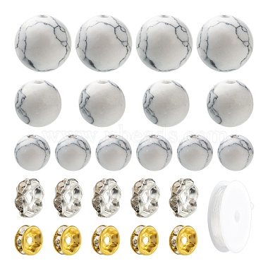 96 pièces kit de perles rondes en howlite synthétique pour la fabrication de bijoux à bricoler soi-même(DIY-FS0002-02)-2