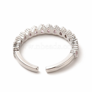 Pink Cubic Zirconia Teardrop Open Cuff Ring(RJEW-F142-06P)-3