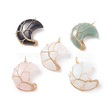Real 18K Gold Plated Moon Mixed Stone Pendants