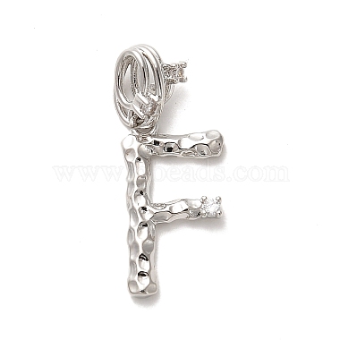 Clear Letter F Brass+Cubic Zirconia Dangle Charms