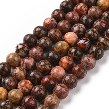 Chapelets de perles de jaspe en peau de léopard naturel(G-J358-05-8mm)-2