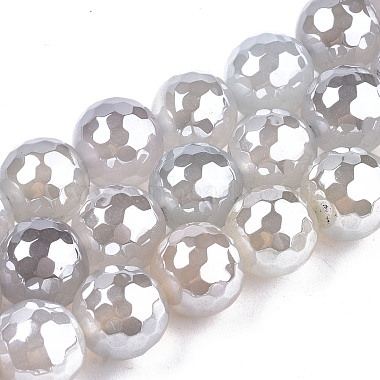 Creamy White Round Natural Agate Beads