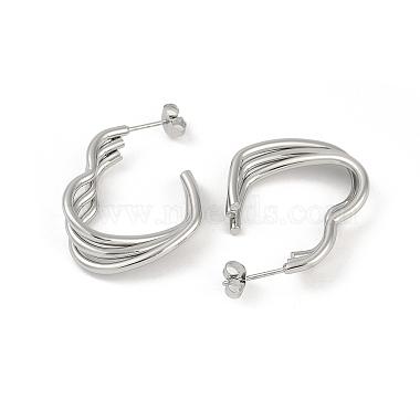 201 Stainless Steel Split Stud Earrings for Women(EJEW-F345-12P)-2