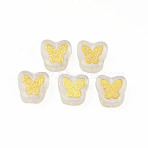 Electroplate Transparent Handmade Lampwork Beads, with Golden Plated Brass Findings, Butterfly, Clear, 11x11x4mm, Hole: 1mm(LAMP-Q032-04F)