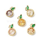 10Pcs 5 Colors Brass Micro Pave Cubic Zirconia Charms, Orange, Real 18K Gold Plated, Mixed Color, 14x9x5mm, Hole: 1.2mm, 2pcs/color(KK-CJ0004-08)