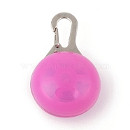 Plastic & Iron LED Collar Light, Carabiner Clip Dog Light, Pet Supplies, Half Round, Built-in Battery, Hot Pink, 53mm, Pendant: 32.5x22mm, Hole: 15.5x6mm(AJEW-P080-09)
