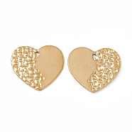 Ion Plating(IP) 304 Stainless Steel Pendants, Heart Charm, Real 18K Gold Plated, 21.5x23x1mm, Hole: 1.4mm(STAS-B031-17G)