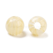 Resin European Beads, Large Hole Round Beads, Light Yellow, 13x12mm, Hole: 4.8mm(RESI-Z030-05B)