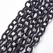 1Strand Black Tone Handmade Silk Cable Chains Loop, 9.8~12x6.8~8.5x2mm, about 25~27 inch long(X-NFS037-01)