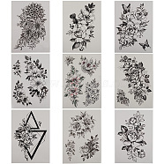 Gorgecraft 9Pcs 9 Style Waterproof Cool Sexy Body Art Removable Temporary Tattoos Paper Stickers, Mixed Patterns, 149x210x0.2mm, 1pc/style(STIC-GF0001-14)