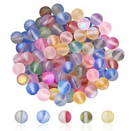100Pcs Synthetic Moonstone Beads, Frosted, Round, Colorful, 6mm, Hole: 1mm(G-YW0001-39A)