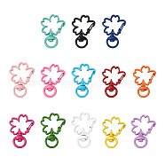 26Pcs 13 Colors Zinc Alloy Baking Paint Swivel Clasps, Flower, Mixed Color, 35x24.5mm, Hole: 5x8mm, 2pcs/color(FIND-FW0001-26)